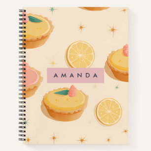 Cuaderno Patrón de arte de limón Kawaii personalizado
