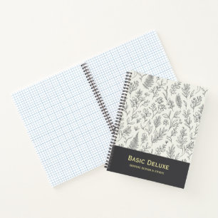 Cuaderno Patrón de arte de línea botánica minimalista sin c