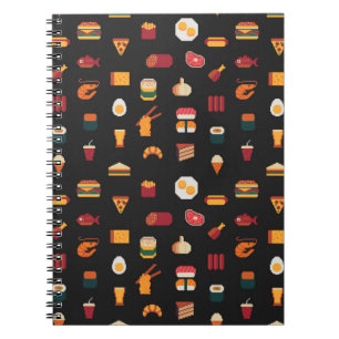 Cuaderno Patrón de arte de píxeles sin fisuras de alimentos