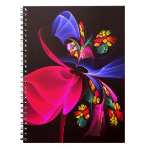 Cuaderno Patrón de arte de resumen floral colorido moderno