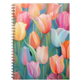 Cuaderno Patrón de arte de tulipanes coloridos