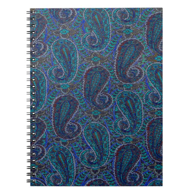 Cuaderno Patrón de arte del Boho indio azul Paisley (Frente)
