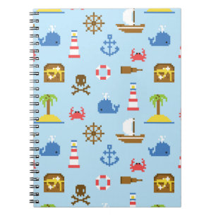Cuaderno Patrón de arte del mar de píxeles