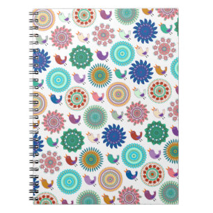 Cuaderno Patrón de arte folclórico canto Bird and Mandala