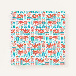 Cuaderno Patrón de arte folclórico finlandés Fox & Bird