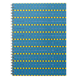 Cuaderno Patrón de arte folclórico geométrico azul y amaril