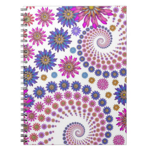 Cuaderno Patrón de Arte Fractal Rosa y Azul