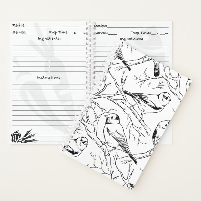 Cuaderno Patrón de arte lineal de aves norteamericanas mini (Interior)