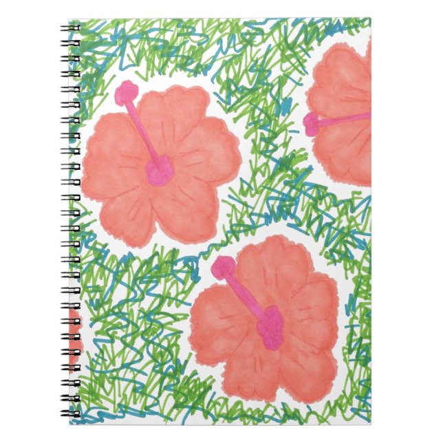 Cuaderno Patrón de arte pop de Hibiscus (Frente)