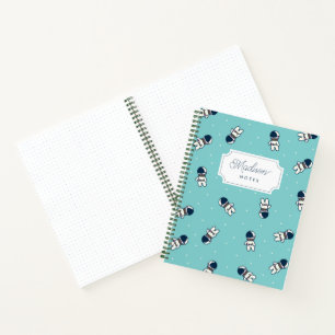 Cuaderno Patrón de astronauta mono azul lindo y simple