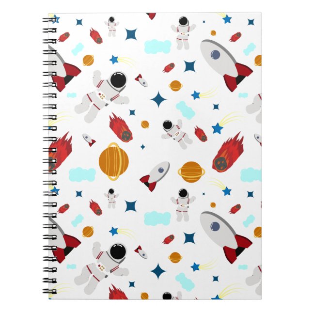 Cuaderno Patrón de astronauta y espacio exterior infantil (Frente)