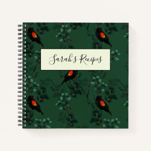 Cuaderno Patrón de ave negra de ala roja