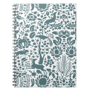 Cuaderno Patrón de aves, ciervos, árboles folclóricos