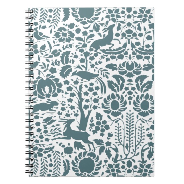 Cuaderno Patrón de aves, ciervos, árboles folclóricos (Frente)