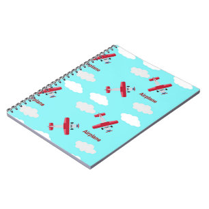 Cuaderno Patrón de avión en azul