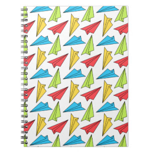Cuaderno Patrón de aviones de papel colorido