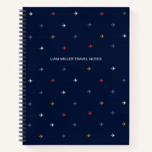 Cuaderno Patrón de aviones pequeños y coloridos