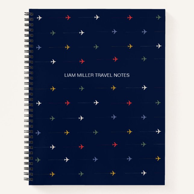 Cuaderno Patrón de aviones pequeños y coloridos (Anverso)