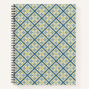 Cuaderno Patrón de azulejos azules y amarillos en portugués