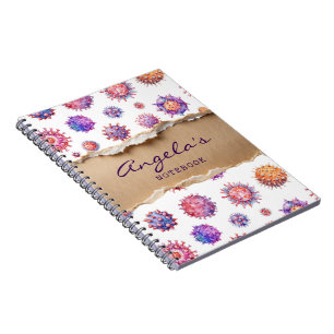Cuaderno Patrón de bacterias del virus púrpura personalizad
