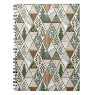 Cuaderno Patrón de Baldosa de Hoja de Mármol y Pino de Bosq