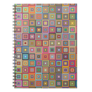 Cuaderno Patrón de baldosas geométricas retro cuadrado