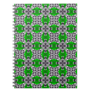 Cuaderno Patrón de baldosas repetidas verde hierba y blanco