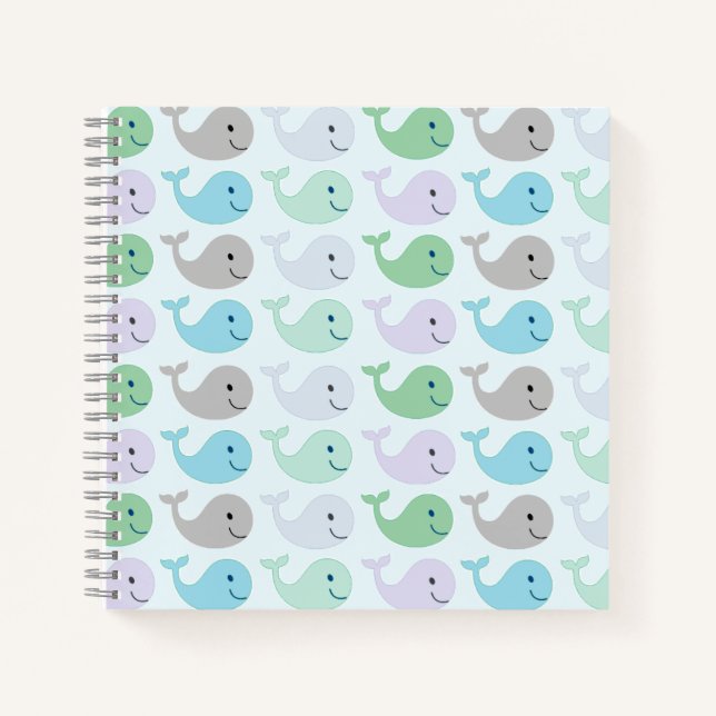 Cuaderno Patrón de Ballenas de Cute Pastel (Anverso)