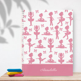 Cuaderno Patrón de ballet Niña Ballerina Purpurina Rosa