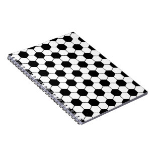 Cuaderno Patrón de balón de fútbol adaptado Negro Blanco