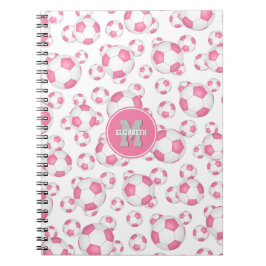 Cuaderno patrón de baloncesto de fútbol femenino blanco ros