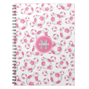 Cuaderno patrón de baloncesto de fútbol femenino blanco ros