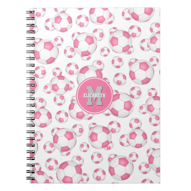 Cuaderno patrón de baloncesto de fútbol femenino blanco ros (Frente)