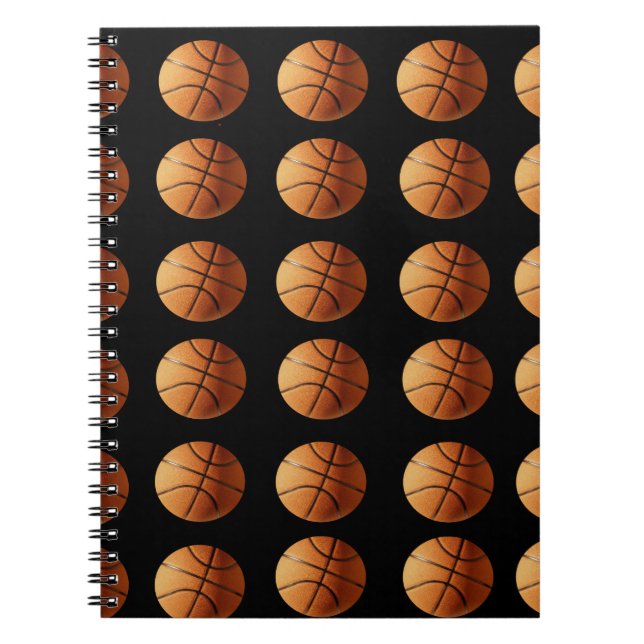 Cuaderno Patrón de baloncesto negro naranja, (Frente)