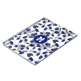 Cuaderno patrón de balones de fútbol azules y blancos para