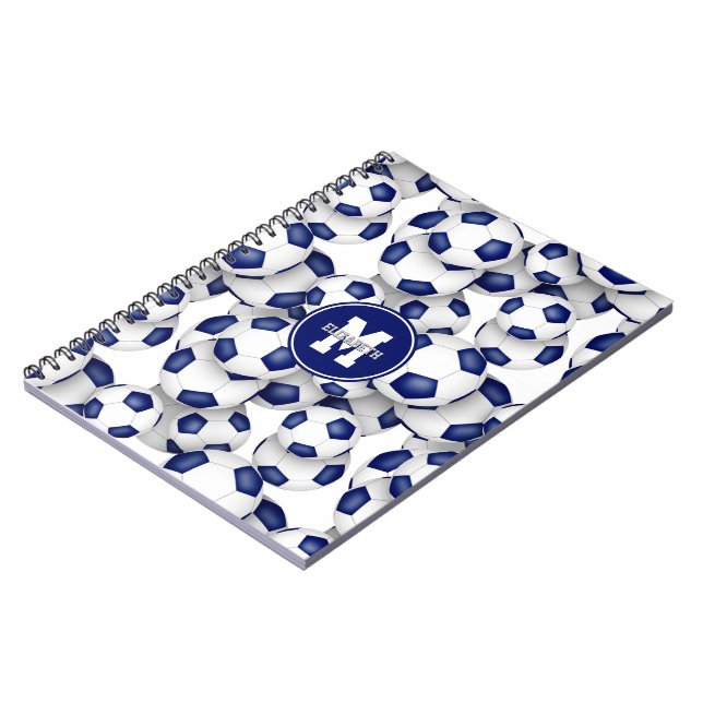 Cuaderno patrón de balones de fútbol azules y blancos para  (Lado Izquierdo)