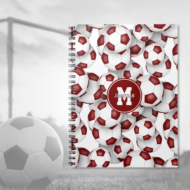 Cuaderno patrón de balones de fútbol burdeos para niños dep (Subido por el creador)
