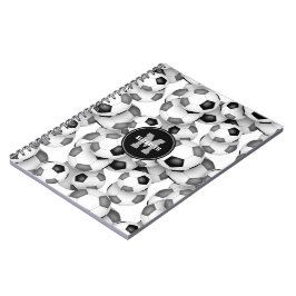 Cuaderno patrón de balones de fútbol gris negro para niños