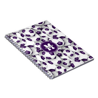 Cuaderno patrón de balones de fútbol púrpura para niños dep