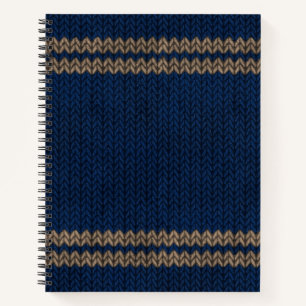 Cuaderno Patrón de banda de aspecto de Knit azul
