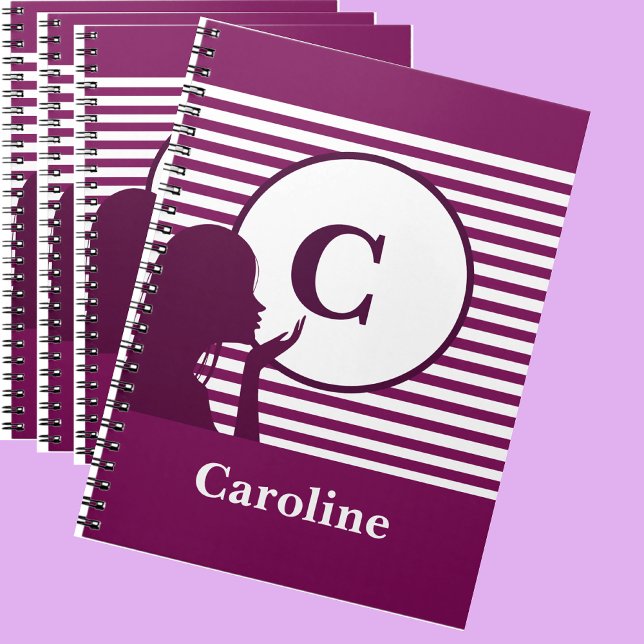 Cuaderno Patrón de banda personalizado | Monograma moderno  (Subido por el creador)