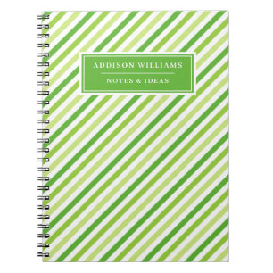 Cuaderno Patrón de banda verde de nombre personalizado