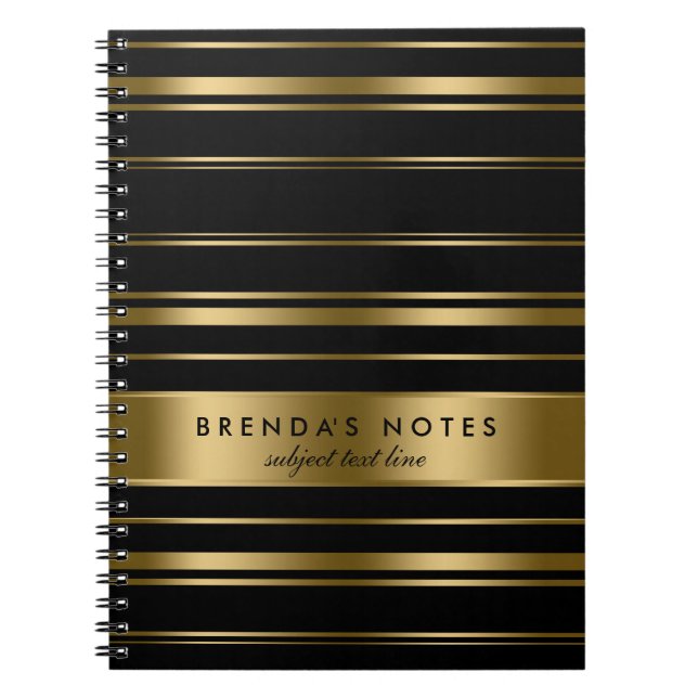 Cuaderno Patrón De Bandas De Oro Y Negro (Frente)