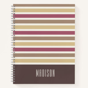 Cuaderno Patrón de bandas retro de nombre personalizado
