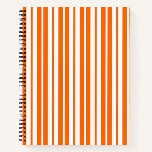 Cuaderno Patrón de bandas verticales blancas naranja (Anverso)