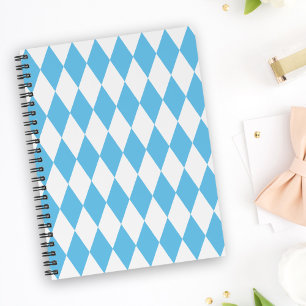 Cuaderno Patrón de bandera bávara en rombo azul y blanco