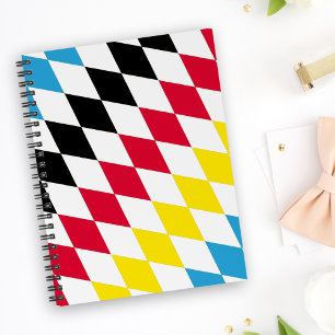 Cuaderno Patrón de bandera de diamante azul amarillo rojo n