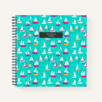 Patrón de barcos de vela rosa y Aqua
