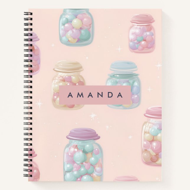Cuaderno Patrón de barra de candy de pastel personalizado (Anverso)