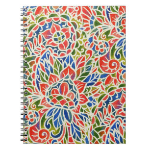 Cuaderno Patrón de Batik de impresión de paisley multicolor